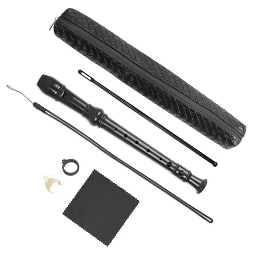 Jasenna Recorder Instrument for Beginner Kids Adults,8-Hole Soprano Descant Recorder Music Flute with Cleaning Rod & Case Bag For School Student Home Entertainment(6-Woven Black)
