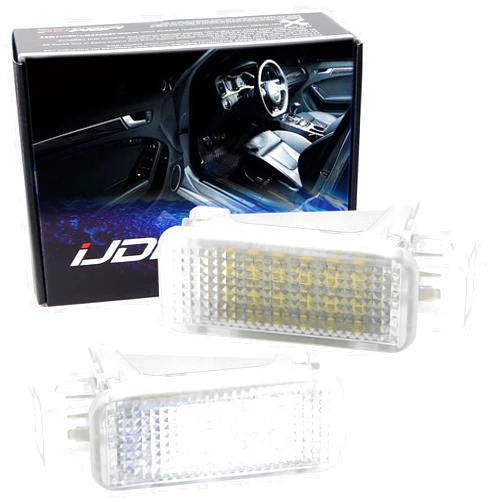 iJDMTOY Full LED Door Courtesy Lamp Assy Compatible With Volkswagen, Audi A3 A4 A5 A6 A7 S3 S4 S5 S6 S7 Q5 Q7 TT, Porsche, OEM Replacement, 18-SMD Xenon White LED Lights & CAN-bus Error Free