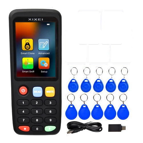 XIXEI X7 NFC RFID Card Copier Reader Writer Duplicator for Mulit Frequency Read and Writer Smart Card Programming Card(5 pcs rewritable Cards 5 pcs UID keyfobs 5pcs T5577 keyfobs)