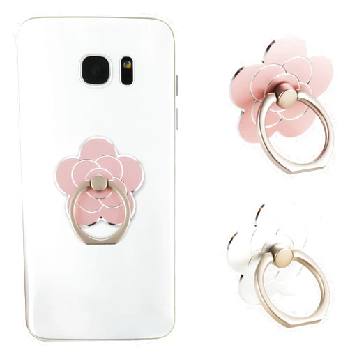 Sibba 2pcs Phone Ring Holder Kickstand Cellphone Flower Finger Ring Grips Stand Metal Universal Accessories Compatible with Smartphone, Mobile Phones, Phone case (Silver, Rose Gold)