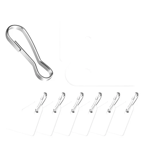 Koorito 60 PCS Slotted Key Tags White Plastic Hanging Tags with Metal Snap Hook 1.5 Inches Square Hanging Key Tags for Key Cabinet, Locker, Home, Office
