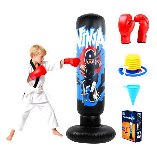 BCWATERFUNPD 2026 Upgraded 4-in-1 Punching Bag Set Inflatable Boxing Bag, Holidays, Birthday Gifts, Kick Bag Equipment for Practice Karate, Taekwondo Punching Bag Gifts for Kid （36 Months+）