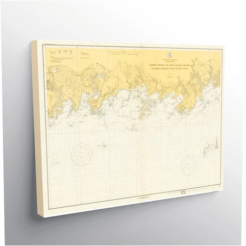 MG Global Vinage Hanging Canvas Print Guilford Harbor to East Haven River 1918 Connecticut ''North Shore of Long Island Sound | 8x12 12x18 16x24 20x30 24x36 Historical Wall Art Gift Decor
