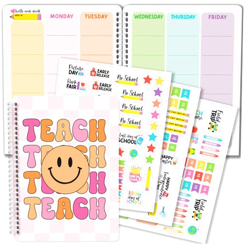Hadley Designs Retro Undated Teacher Planner 2024-2025 - Homeschool Planner, Teacher Lesson Planner 2024-2025, Teacher Lesson Plan Book, Lesson Planner Book for Teachers, Teacher Planner Undated, Teacher Plan Book