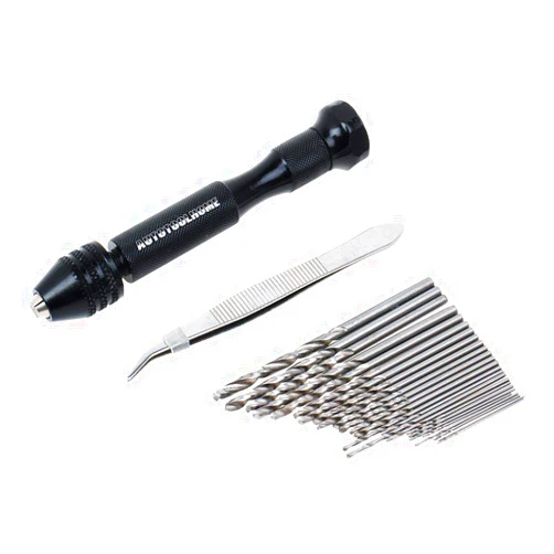 AUTOTOOLHOME Precision Pin Vise Hand Drill with 25pcs Micro Twist Drill Bits Set (0.5-3.0mm) Mini Hand Drill Rotary Tool for PCB,Metal,Wood,Jewelry,Plastic,Resin Manual Making DIY Assembling Drilling
