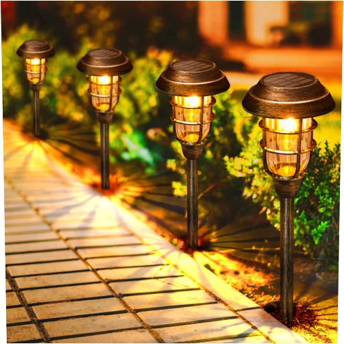 LETMY Solar Outdoor Lights, 8 Pack Bright Solar Pathway Lights Outdoor Waterproof, Up to 12 Hrs Auto On/Off Solar Garden Lights Outdoor Solar Lights for Outside Yard Patio Walkway Driveway - Bronze