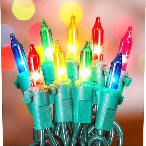 Oopswow Clear Christmas Lights Green Wire 100 Count 23Feet Incandescent Bulb Mini String Lights for Indoor Christmas Tree Garland Birthday Holiday Party Wedding Christmas Decor, Multi Color