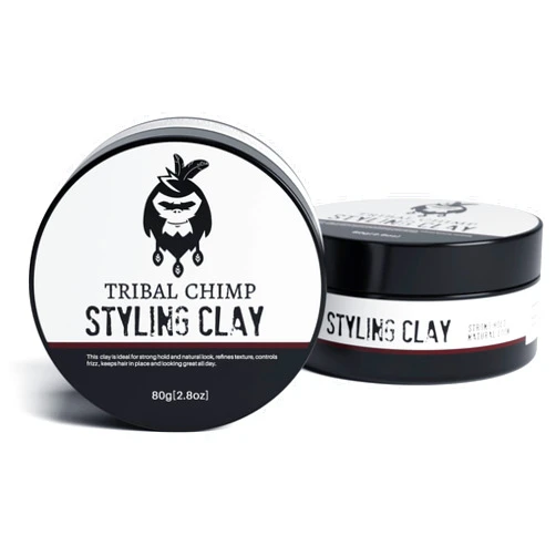Tribal Chimp Styling Clay - Super Strong Hold Matte Clay for Straight, Curly, Colored, Thick Hair, Hair Clay for Men and Women, Citrus Scent, 80g