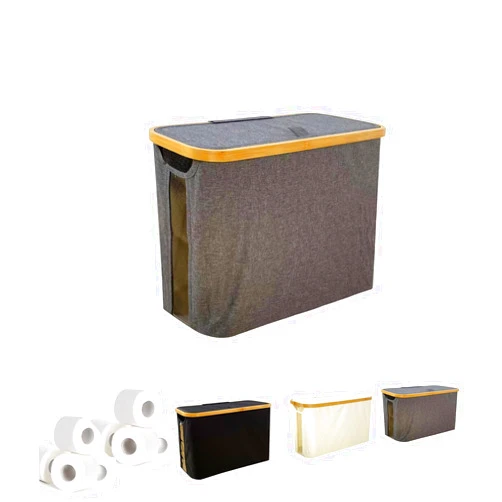 Generic Toilet Paper Storage,Bamboo Toilet Paper Storage with Lid,Easy to Fold Toilet Paper Storage Holder,Free Standing Toilet Paper Holder Stand Toilet Paper Organizer Toilet Paper Bin for Bathroom (Grey)