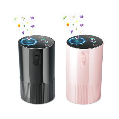 Shuangjishan 2Pack Waterless Essential Oil Diffuser Portable: Black&Pink Cordless Diffuser Battery Operated for Car and Office - Room Aromatherapy Scent Machine - USB Rechargeable Scent Diffusers for Home
