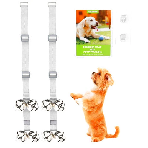FOLKSMATE Dog Doorbells for Potty Training, 2 Packs Dog Door Bells with Extra Loud Bells Adjustable for Dogs Training, Housebreaking, Door Knob, to Ring to Go Outside – Gray2