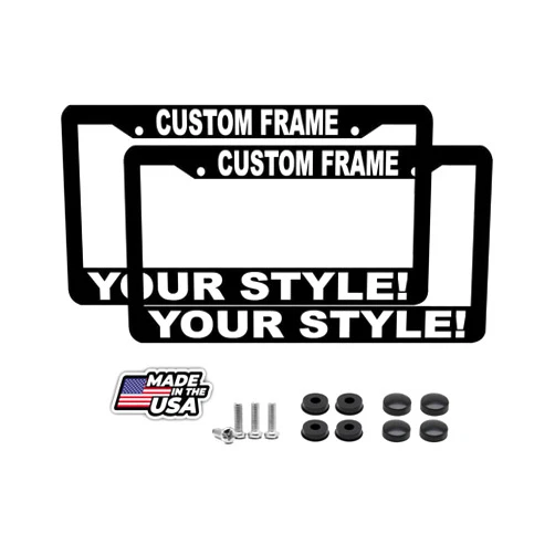 BLVD-LPF OBEY YOUR LUXURY 2 X Custom Personalized Black License Plate Frame with Your Own Text Including Mounting Hardware