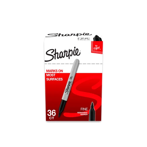 Sharpie Permanent Markers Bulk Set, Fine Tip Markers Set, Markers For Plastic, Metal, Wood, And More, Black, 36 Count
