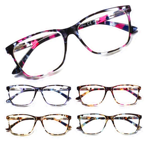 SIGVAN Ladies Reading Glasses Blue Light Blocking Spring Hinge Fashion Pattern Print Eyeglasses for Women