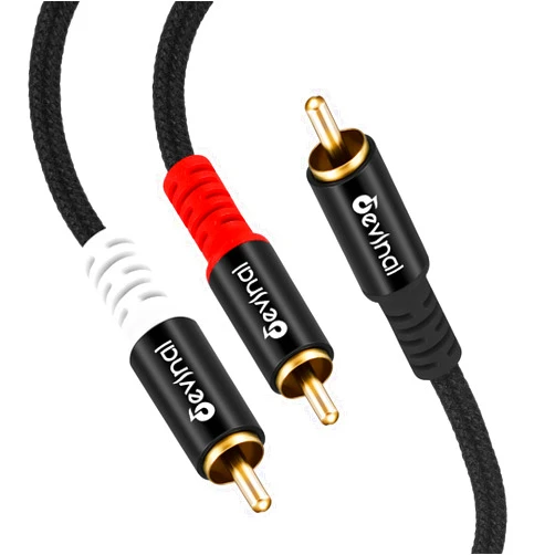Devinal RCA Y Cable, RCA/Phono Y Splitter, RCA 1 Male to 2 Male Y Adapter, Male/Male Subwoofer Cable Gold Plated for subs/amps/Hi-Fis/Home Theater/receivers 3.3Feet/1M