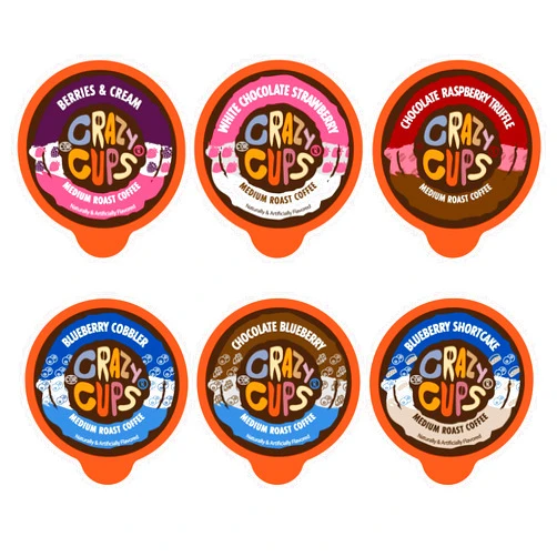 Crazy Cups Blueberry Coffee Pods Variety Pack, Magic Berries Flavored Hot or Iced Coffee Pods, Single Serve Recyclable Pods Compatible With Keurig K Cup Brewers, 24 Count