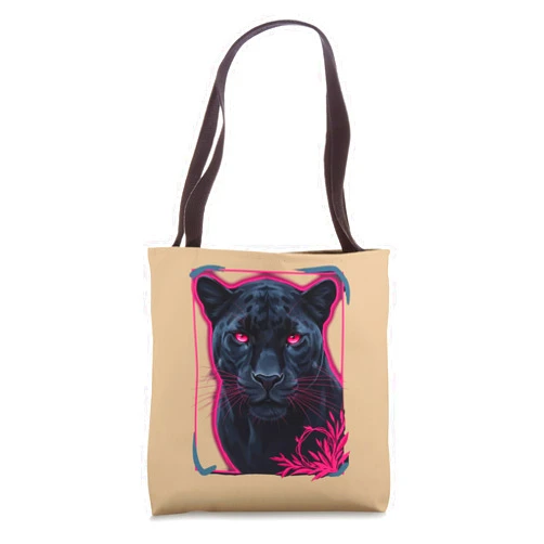 Panther Jungle Animals Nostalgia Retro Wild Black Panther Face Retro Jungle Animal Art For Fans Tote Bag