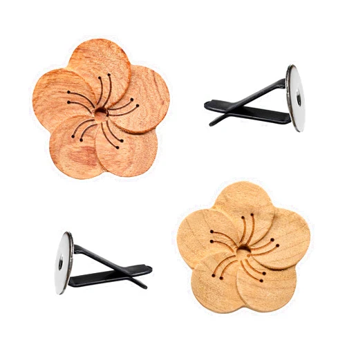 DXNQ 2 PCS Wood Flower Essential Oil Diffuser, Wood Plum Blossom Car Vent Clip Air Diffuser, Flower Aromatherapy Diffuser for Car Bedroom Office, Car Accessories (Rosewood+Cherry)