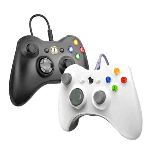 Rzzhgzq 2PACK Wired Controller for Xbox 360 & 360Slim, PC Windows 10/8/7, Gamepad Joystick (Black+White)