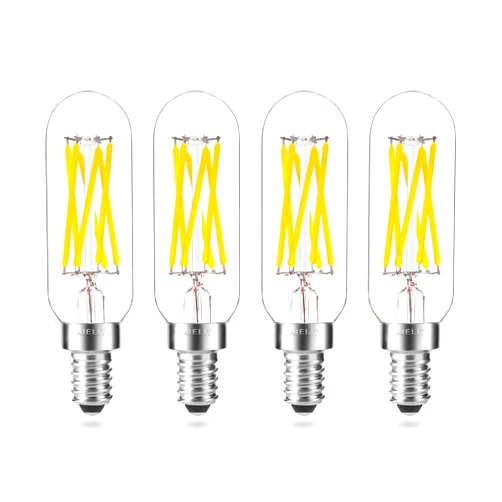 AIELIT Dimmable Filament 6W Clear Glass LED Light Bulb, E12 Small Candelabra Base, 60-Watt Equivalent Tubular Soft White 3000K, 600 Lumens, T8 Vintage Edison Bulb for Chandelier, Home (4-Pack)