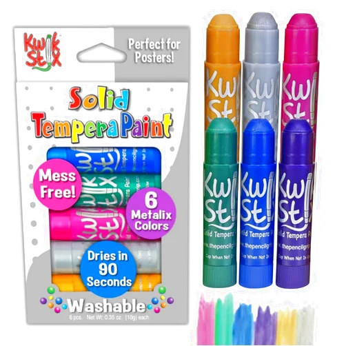 The Pencil Grip Kwik Stix Solid Tempera Paint Sticks, 6 Metallic Colors, Washable Paint Sticks for Kids, Super Quick Drying, Non-Toxic, Allergen Free, Paint Sticks in Metallic Colors, Paint for Kids and Toddlers