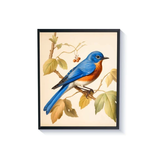 HomeArtPrint Bluebird Poster Art Print Retro Vintage Bird Wall Art Poster Decor Nature, Avian Wall Decor Bird Themed. Vintage Inspired Bird Decor (Bluebird, 11x14 inches (Unframed))