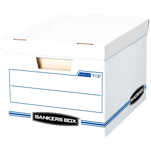 Bankers Box 6 Pack (0071303) STOR/FILE Basic Duty File Storage Boxes, Standard Assembly, Lift-off Lid, Letter/Legal, White/Blue