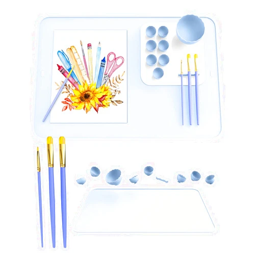 CUZMIGO Silicone Craft Mat with Removable Cups and 3 Painting Brushes, 24