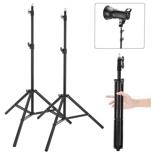 Anautin 2 Pack adjustable 7ft Aluminum Photography Light Stand, Portable Light Tripod, for Lighting Stand Speedlight, Flash, Softbox,Strobe Light, Camera, Photographic Portrait
