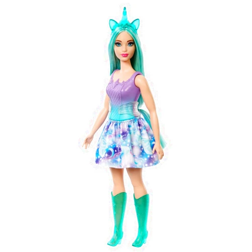 Barbie Unicorn Doll with Turquoise Fantasy Hair, Pastel Outfit, Curvy Body Type & Unicorn-Themed Accessories