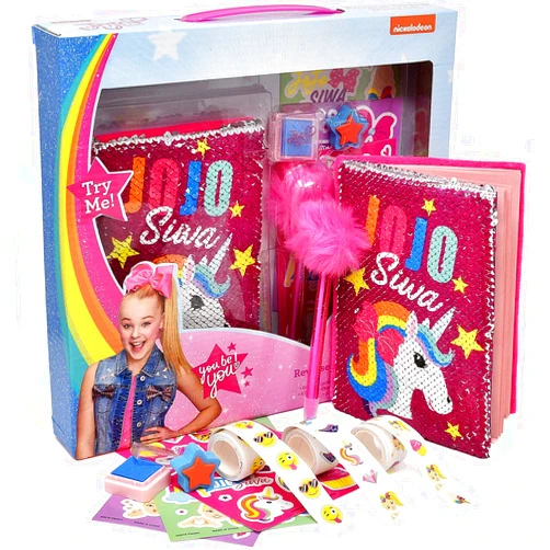 Jojo Siwa Reversible Sequin Unicorn Notebook Journal Set, Diary, Pen and Stickers Included, Coloring Activity Book for Drawing and Writing Kit for Girls and Kids