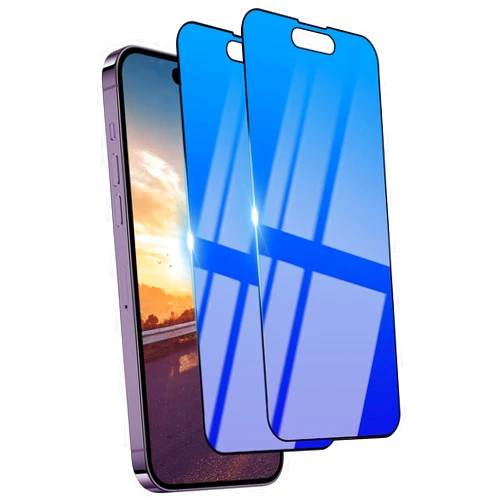 Ifaeveus 2 Pack Privacy Screen Protector for iPhone 14 Pro Max Blue Tempered Glass for 14 ProMax 6.7inch Private Saver Anti-Spy Anti-Blue Light Anti-Scratch Full Coverage Anti-Bubble
