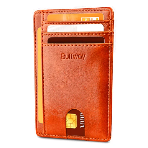 Buffway Slim Minimalist Front Pocket RFID Blocking Leather Wallets for Men and Women