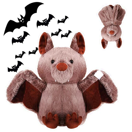 AngelGift Cuddly 11 inch Plush Bat Stuffed Animal Halloween Stuffed Animal Plush Toy Plush Animal Doll Bedtime Toys Birthday Xmas Furry Gifts for Children Kids Baby Toys (Brown, 11 inch)