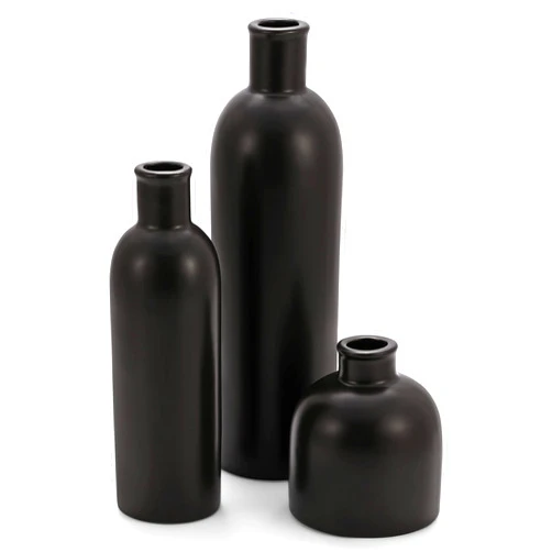 Perfnique Ceramic Black Vase, 3 Matte Black Bud Vases in Bulk, Boho Modern Farmhouse Minimalist Nordic Flower Small Vase for Home Room Table Centerpieces Decor, Pompas Decorativas(Matte Black)