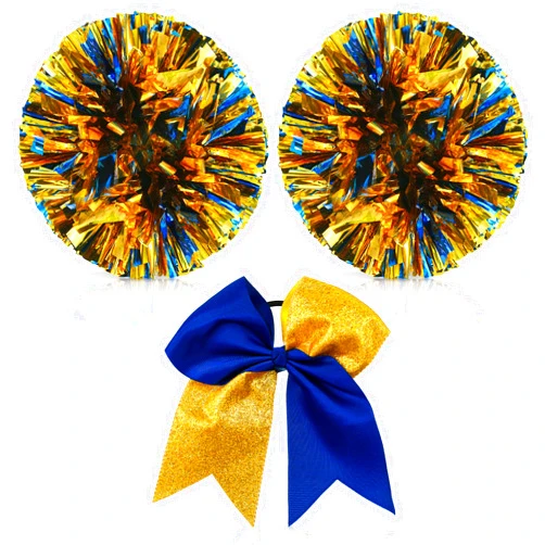 Hanaive Cheerleading Pom Poms and Large Cheerleader Hair Bow 12 Inch Large Metallic Cheer Cheerleader Pom Poms for Sports Team Spirit Cheering
