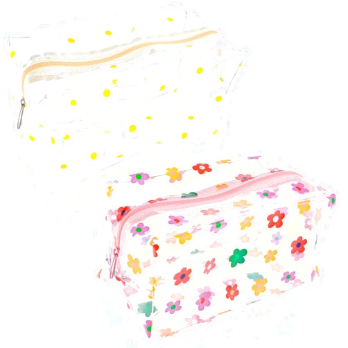 KALIONE 2 Pcs Clear Zipper Pouches, Clear Small Makeup Bag Cute Flower Makeup Pouch Small Organizing Pouches Portable Cosmetic Bag Clear Toiletry Bag Small Clear Bag For Women Bathroom Vacation Travel