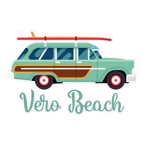 Fink Studio Vero Beach Florida Retro Surf Wagon Vinyl Sticker Waterproof Decal Laptop Wall Window Bumper Sticker 5