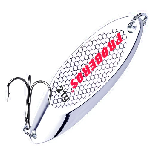 PROBEROS Fishing Spoons Lures Bass Baits Jigging Bait Tackle with Treble Hooks Hard Metal Spoon Fishing Lure Weight Pick 10 Pcs/Pack Silver Gold