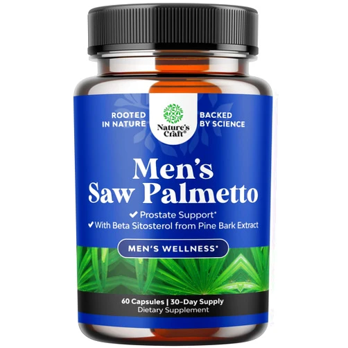 Natures Craft Saw Palmetto for Men with Beta Sitosterol - Extract Prostate Support Supplement Men's Health & Better Bladder Control Plus Restoring Hair 60ct