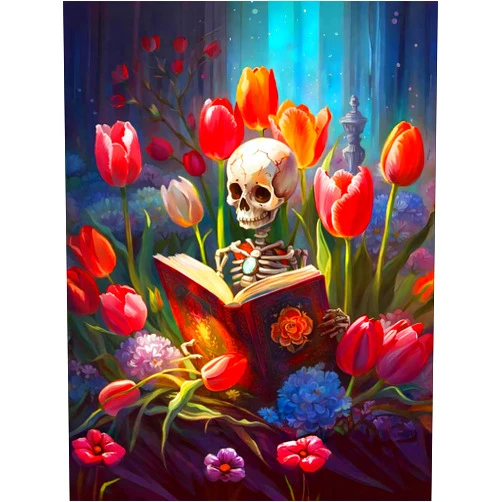Meothan Skull Flower Diamond Painting Kits for Adults DIY Full Round Drill 5D Full Drill Crystal Rhinestone Tulip Diamond Art Kits Gem Art Craft Home Wall Decor 12 x 16 Inch
