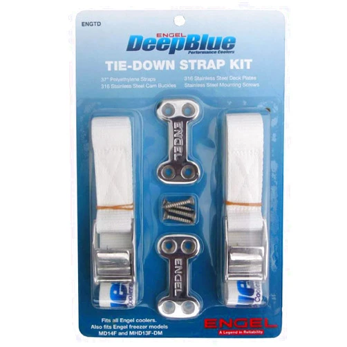 Engel Cooler and Freezer Tie Down Strap Kit for Securing to Boat Deck, Includes 2 Cam Buckle Straps & Stainless Steel Hardware (Cooler Not Included)