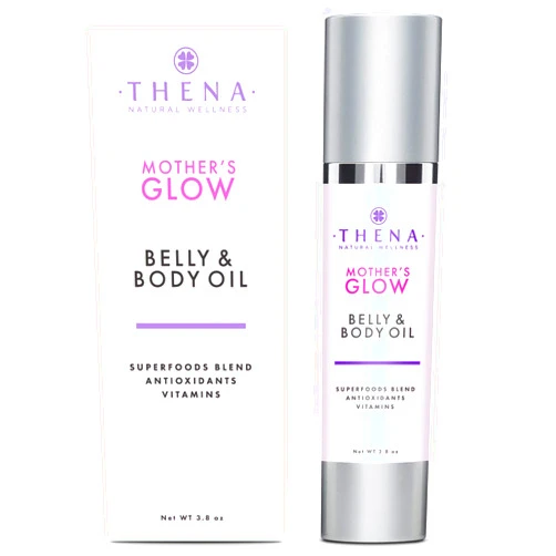 THENA Natural Wellness Organic Belly & Body Oil For Pregnancy Helps Prevent Stretch Marks Dry Skin, Best Natural Maternity Skin Care Moisturizer Moisturizing Massage Cream Lotion Gifts For Pregnant New Expecting Moms Women