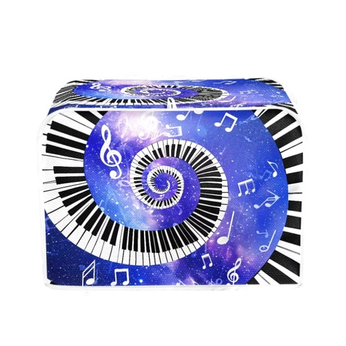 JUDENTIDOS 2 Slice Toaster Cover with Top Handle Piano Keys Music Notes Print Dust-Proof Appliance Cover for Kitchen Small Appliance Dust Cover and Fingerprint Protection