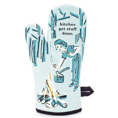 Blue Q Oven Mitt, Bitches Get Stuff Done. Super-Insulated Quilting, Comfy Natural-Fitting Shape, 100% Cotton, 12.5