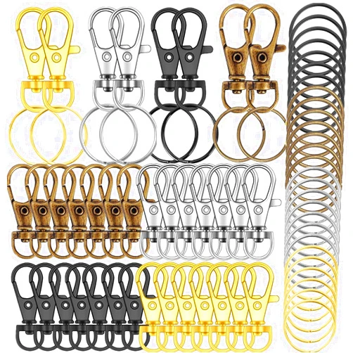 HXSEMAYIG 100PCS Keychain Hooks with Key Rings.. Metal Swivel Lobster Claw Clasps, for Keychain Clip Lanyard, Jewelry Making, Crafts