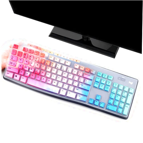 I-Tensodo Keyboard Cover Skin Protector Fit Logitech MK295 MK275 MK270 Keyboard, Logitech K200 K260 K270 MK200 MK260 Ultra Thin Desktop PC Silicone Keyboard Cover-Colorful