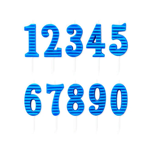 Papyrus Number Birthday Candles Pack, Blue Stripes (10-Count)