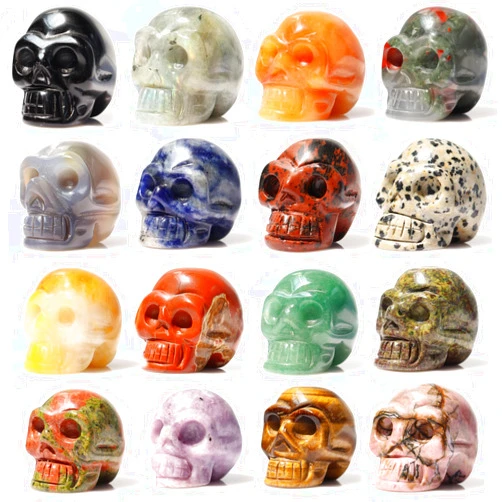 Wemeki Gemstone Skull Figurines Mix 6PCS, 1.5