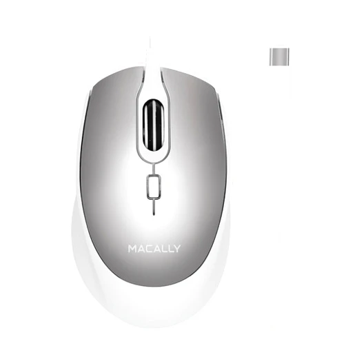 Macally USB C Mouse Wired - Comfortable and Precise - USB Type C Mouse for MacBook Pro/Air, iMac, Mac Mini/Pro, iPad - Plug and Play Apple USBC Mouse with Ambidextrous Body, Multiple DPI